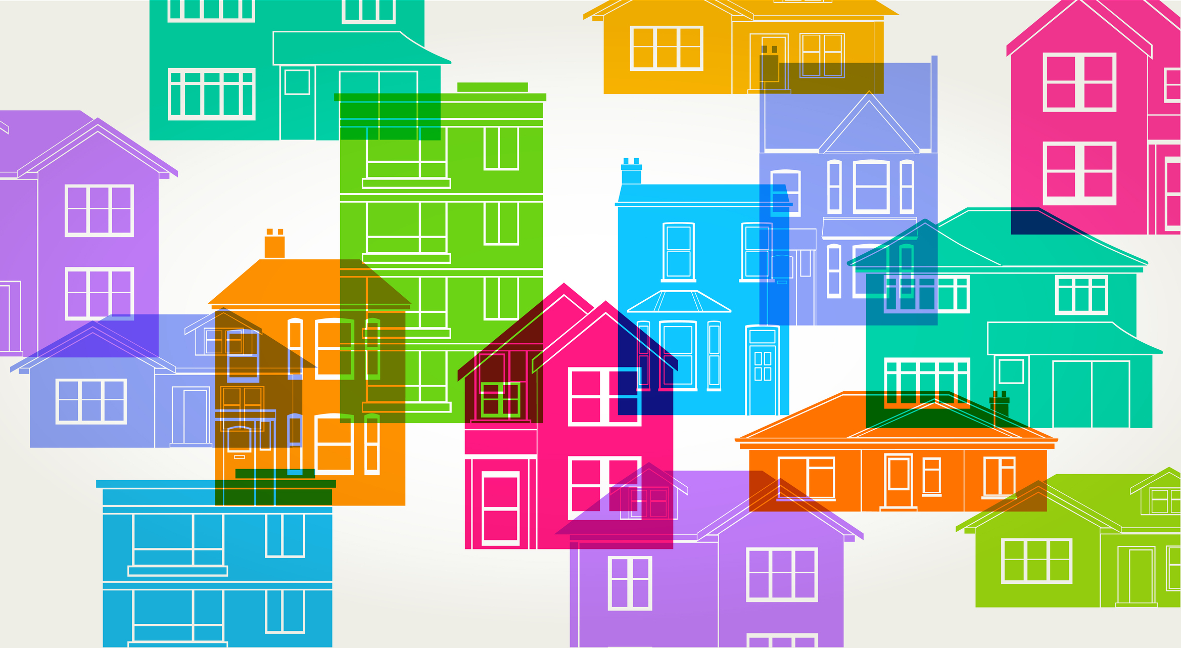 Image of overlapping colourful buildings 