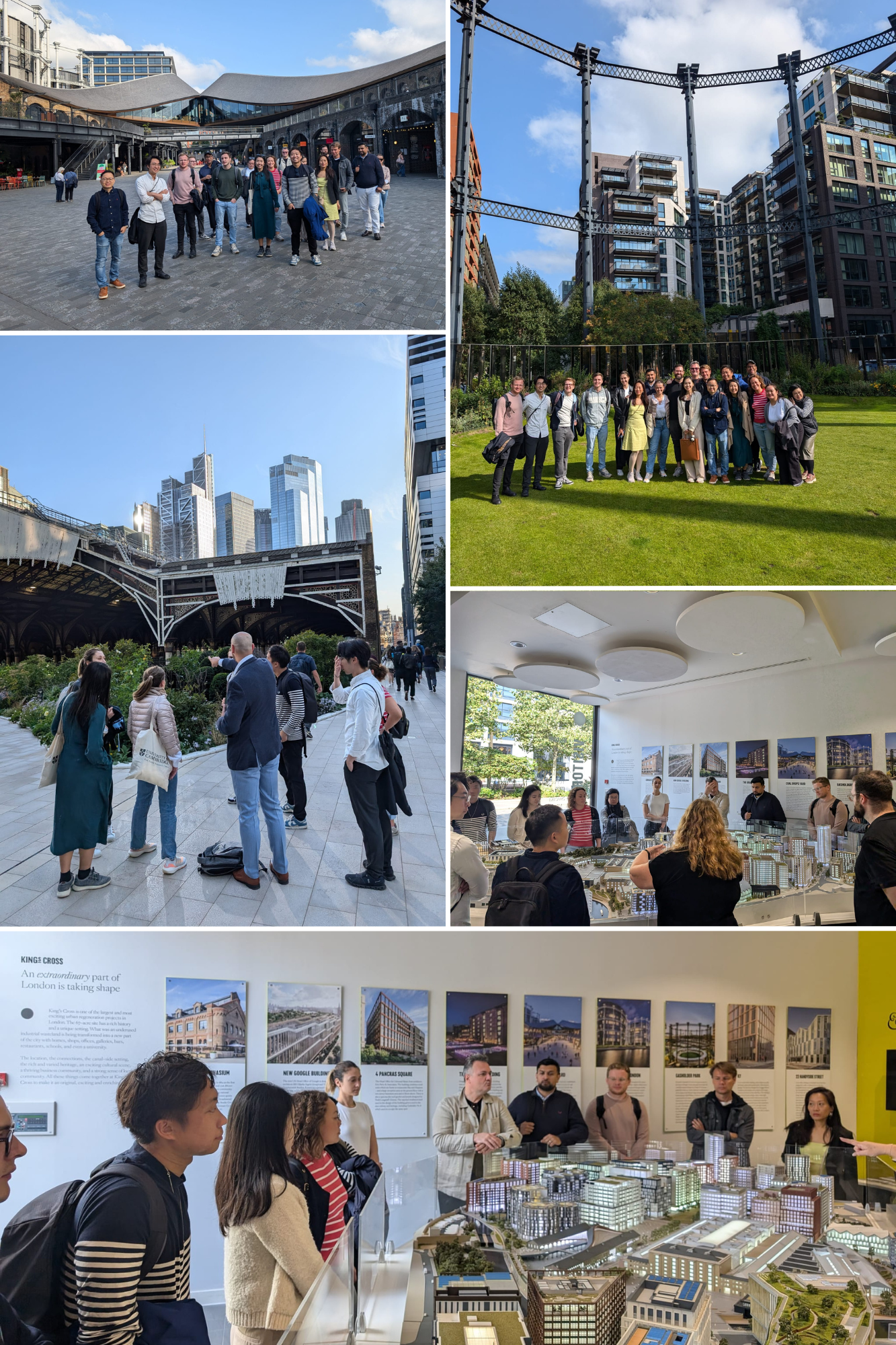 Photo collage showing MSt in Real Estate students visiting London