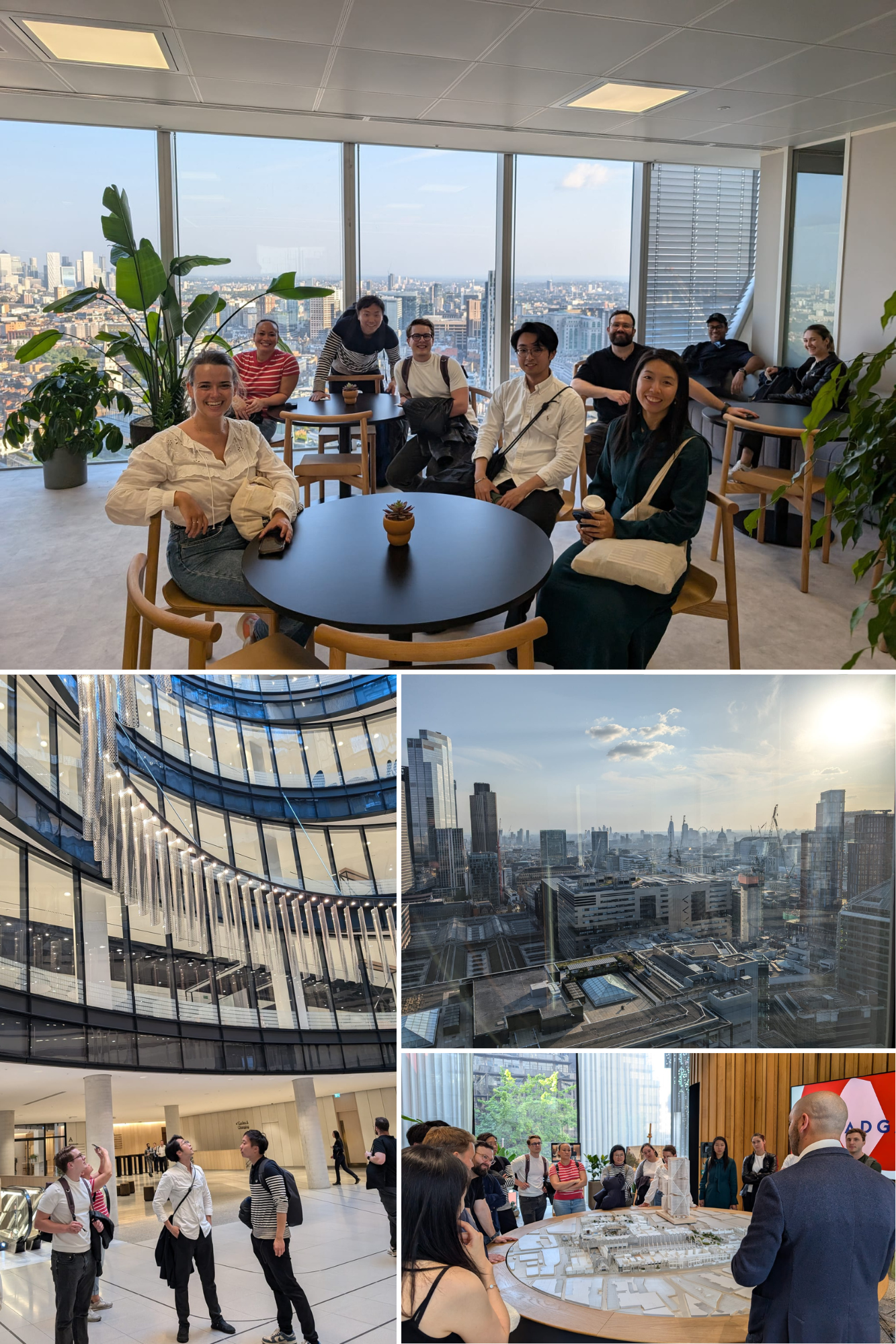 Photo collage showing MSt in Real Estate students visiting London