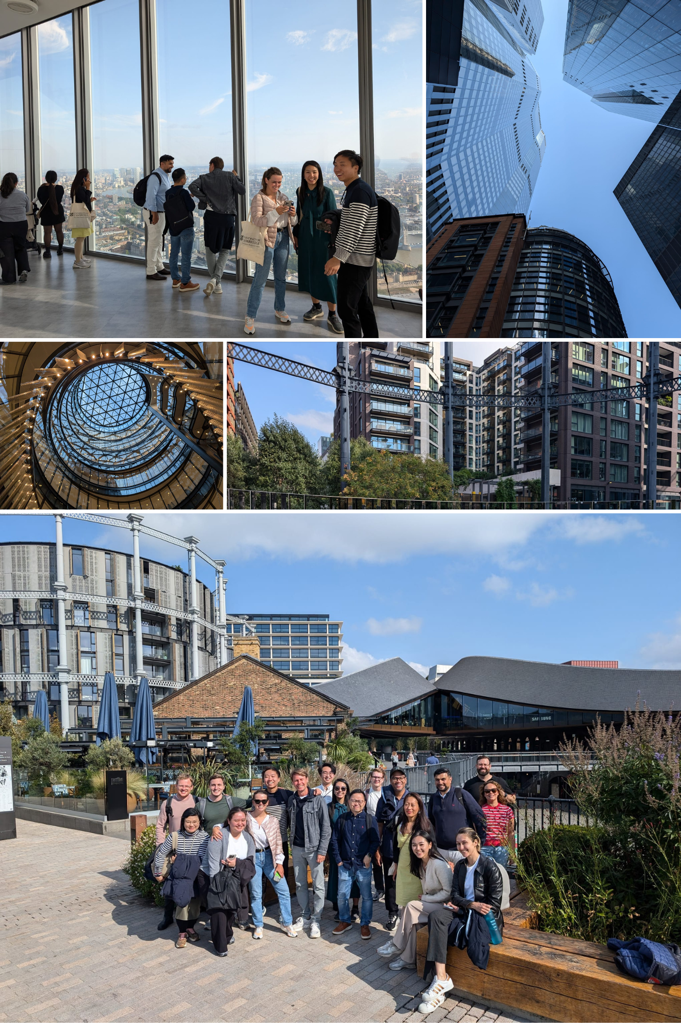 Photo collage showing MSt in Real Estate students visiting London