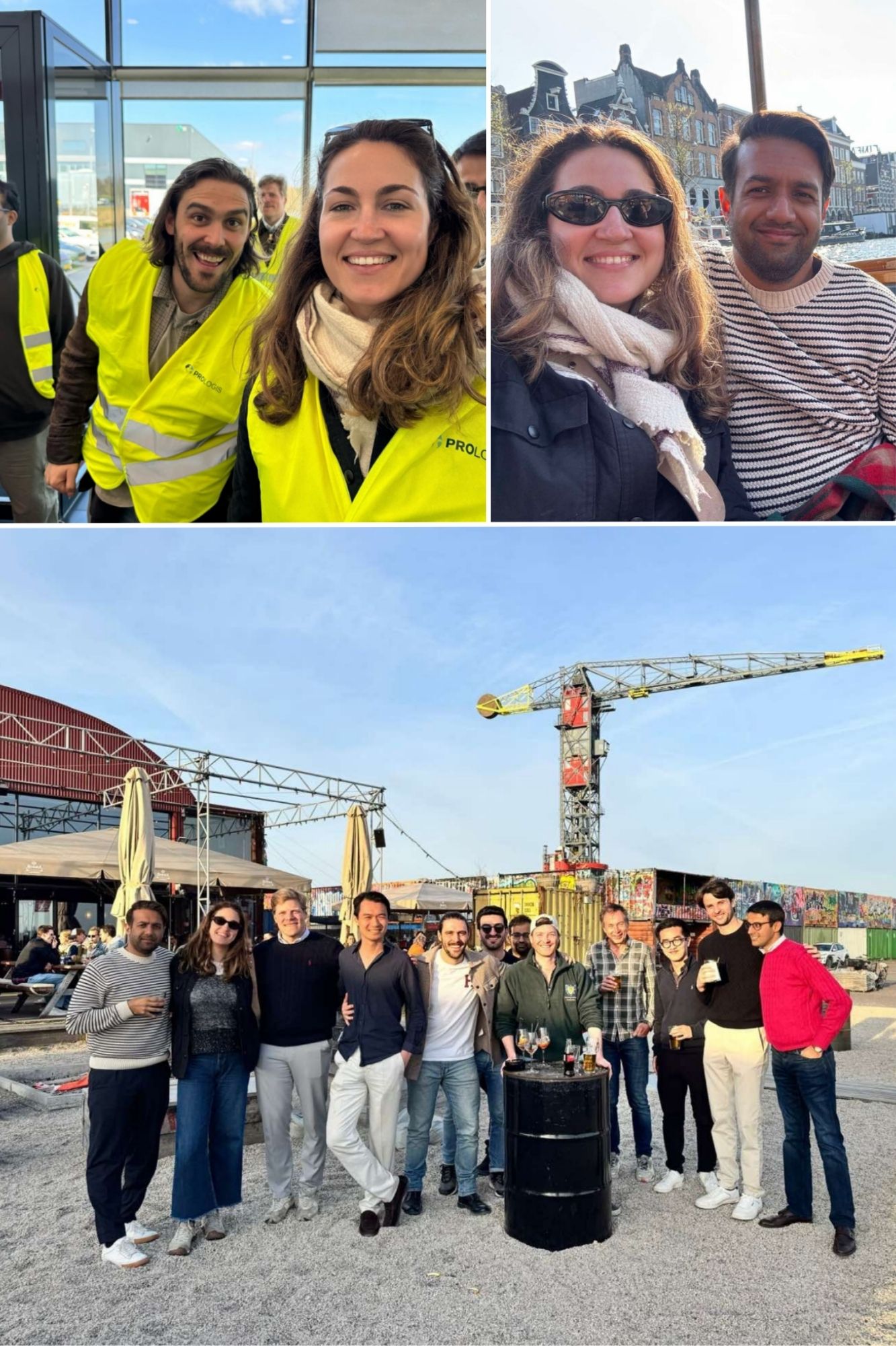 A photo collage showing MSt in Real Estate student Darya Pryma attending real estate site visits alongside her cohort.