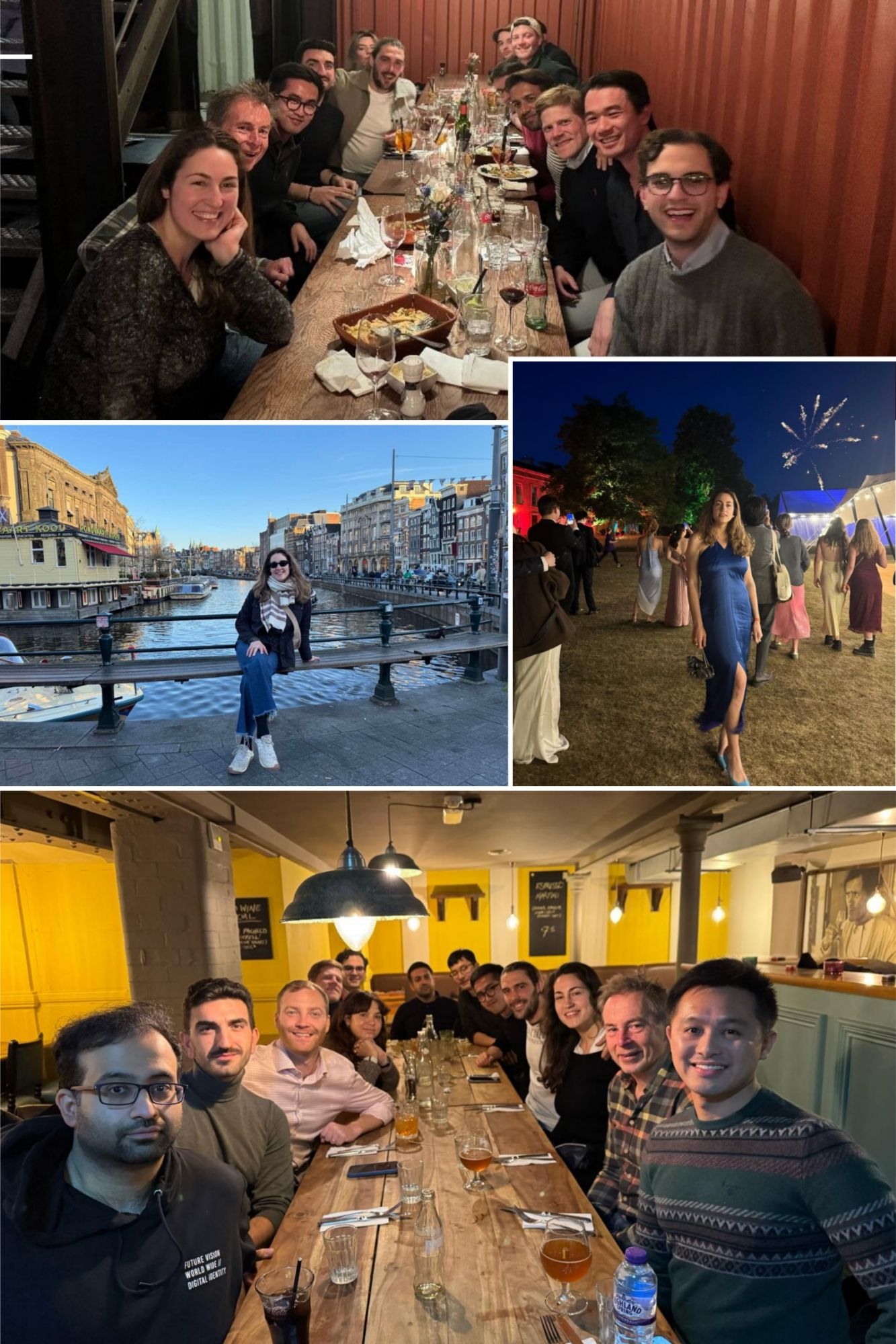 A photo collage showing MSt in Real Estate student Darya Pryma socialising with members of her cohort and attending events such as a Cambridge May Ball