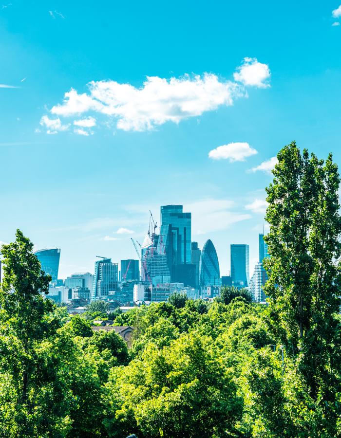 City of London surrounded by greenery